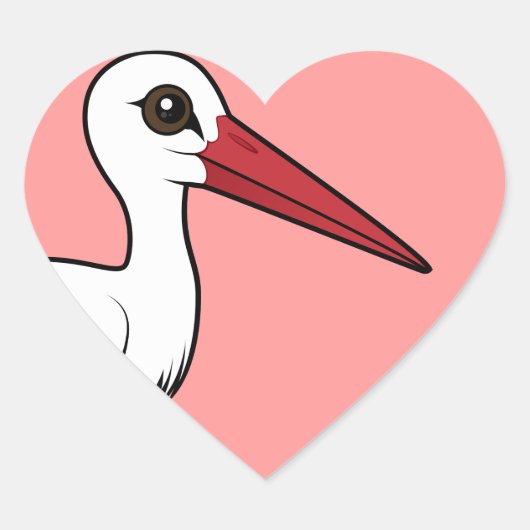 Birdorable White Stork Hart Sticker (Voorkant)