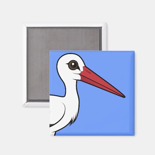 Birdorable White Stork Magneet (Voorkant / Achterkant)