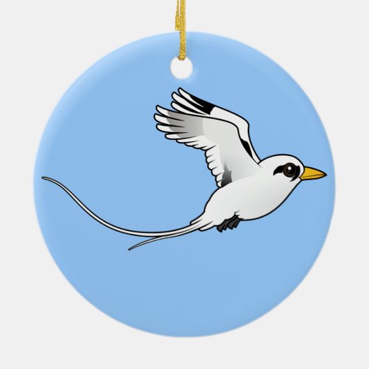 Birdorable White-tailed Tropicbird in vlucht Keramisch Ornament (Achterkant)