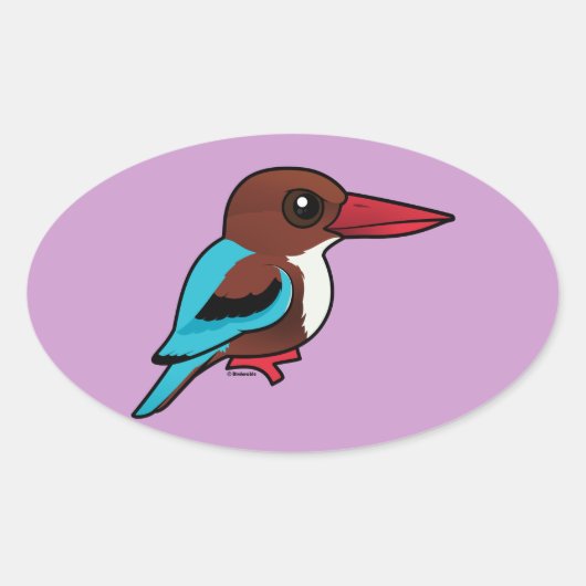 Birdorable witkeelijsvogel ovale sticker (Voorkant)