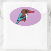 Birdorable witkeelijsvogel ovale sticker (Tas)