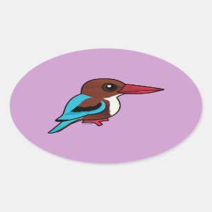Birdorable witkeelijsvogel ovale sticker