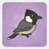 Birdorable Wittoorbulbul Vierkante Sticker (Voorkant)