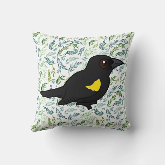 Birdorable Yellow-schouder Blackbird Kussen (Achterkant)