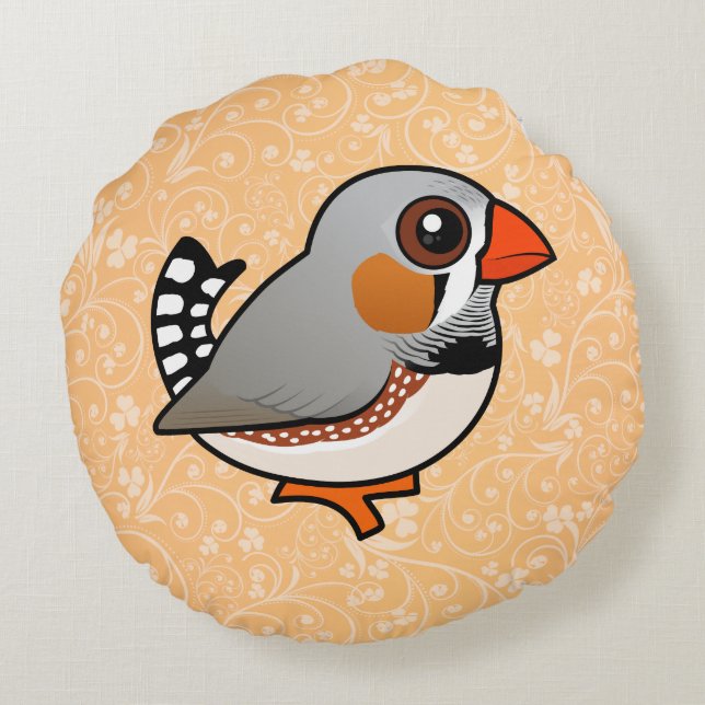 Birdorable Zebra Finch Rond Kussen (Achterkant)