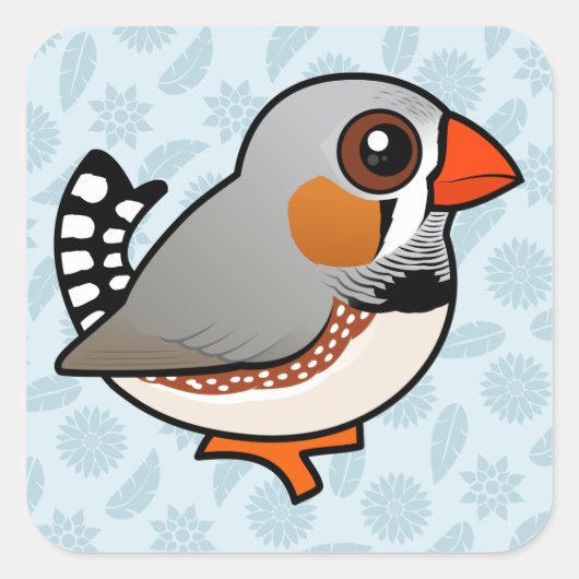 Birdorable Zebra Finch Vierkante Sticker (Voorkant)