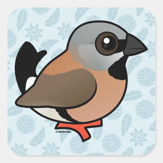 Birdorable zwartkeelvink vierkante sticker (Voorkant)