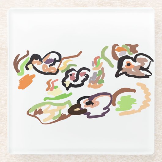 Birds and autumn glazen onderzetter (Voorkant)