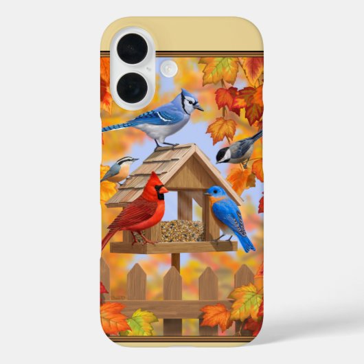 Birds and Birdfeeder Autumn Gold Case-Mate iPhone Case (Achterkant)