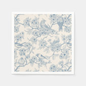 Birds and cherry blossom in blue and off white servet (Voorkant)