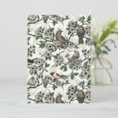 Birds and cherry blossom on white (Staand voorkant)