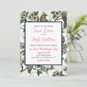 Birds and cherry blossom on white kaart (Staand voorkant)