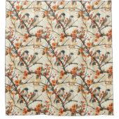 Birds and Flowers Curtain Fall Gift for Their Nest Douchegordijn (Voorkant)