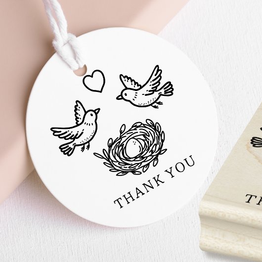 Birds and Nest Baby Shower Thank You Rubberstempel