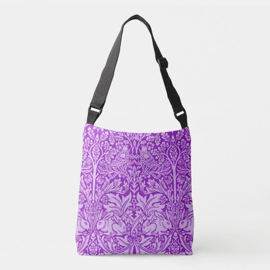 Birds and Rabbits design, colorful lavender, Crossbody Tas (Voorkant)