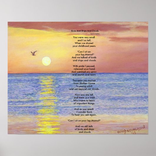 BIRDS AND SHIPS AND CLOUDS OCEAN COLLECTIBLE POEM POSTER (Voorkant)