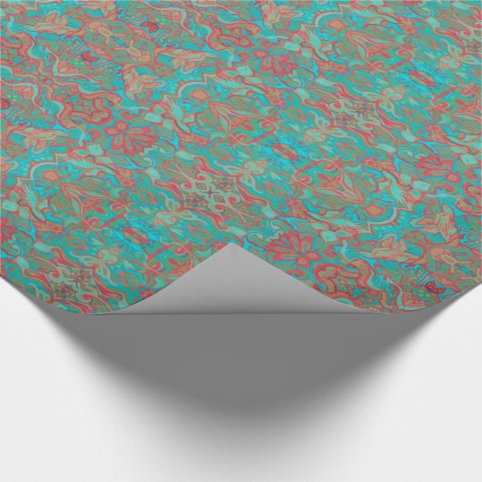 Birds Arabesque Bohemian Boho Turquoise Pattern Cadeaupapier (Hoek)