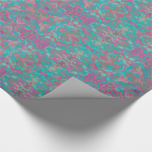 Birds Arabesque Bohemian Boho Turquoise Pattern Cadeaupapier (Hoek)