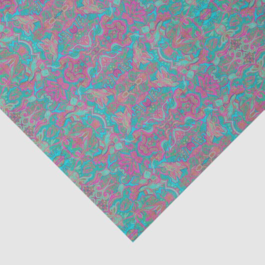 Birds Arabesque Bohemian Boho Turquoise Pattern Tissuepapier (Detail)