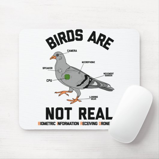 Birds Are Not Real Spy Pigeon Funny Drone Muismat (Met muis)