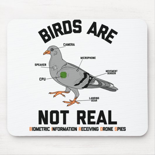Birds Are Not Real Spy Pigeon Funny Drone Muismat (Voorkant)