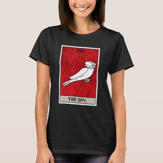Birds Are Spies Funny Fake Bird Tarot Card T-shirt (Voorkant)