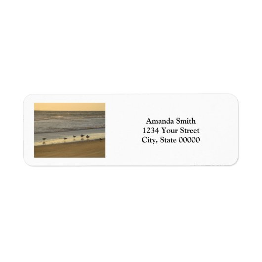 Birds Beach Sunrise Personaliseer Return Address Etiket (Voorkant)