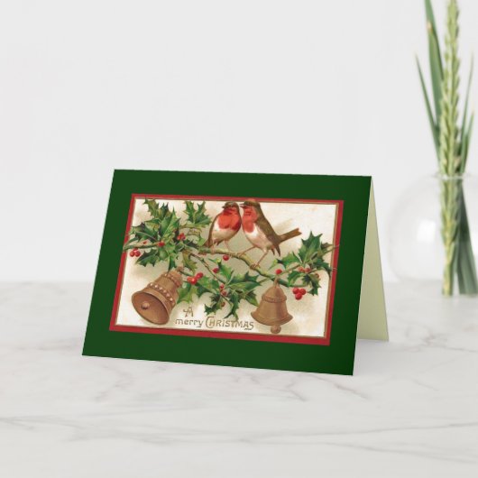 Birds, Bells & Holly Christmas Kaart (Voorkant)