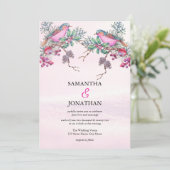 Birds & Berries Pinecone Watercolor Winter Wedding Kaart (Staand voorkant)