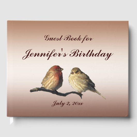Birds Birthday Party Guest Book Gastenboek (Voorkant)