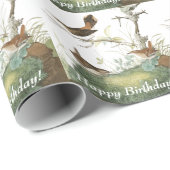 Birds Birthday Wrappapier voor audubon Wren Cadeaupapier (Rol Hoek)
