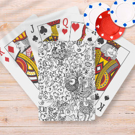 Birds Black en White Illustration Hand Drawn Art Pokerkaarten