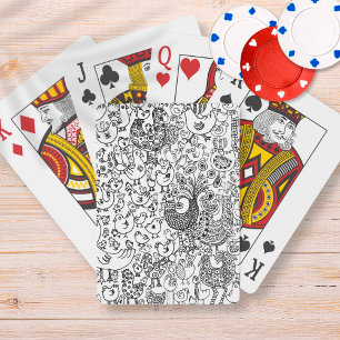 Birds Black en White Illustration Hand Drawn Art Pokerkaarten