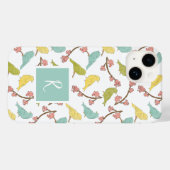 Birds & Blooms Monogrammed Waterverf Sketch Case-Mate iPhone Case (Achterkant (horizontaal))