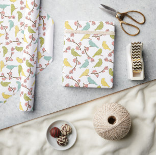 Birds & Blooms Waterverf Sketch Cadeaupapier