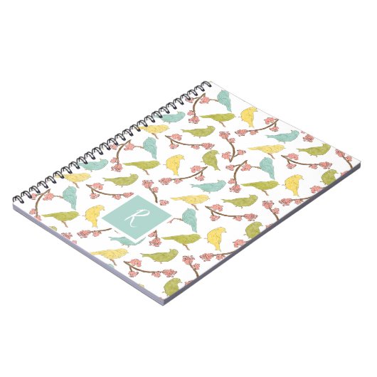 Birds & Blooms Waterverf Sketch Monogrammed Notitieboek (Linkerzijde)