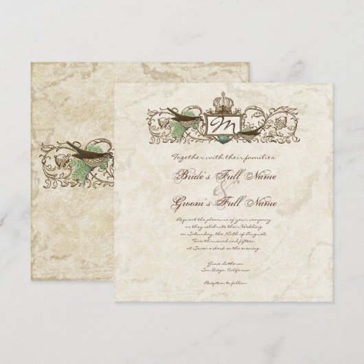  Birds, Blue Egg - Trouwuitnodiging Kaart (Voorkant / Achterkant)