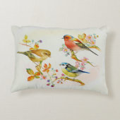 Birds-Blue Tit, Chaffinch, Greenfinch Accent Kussen (Achterkant)