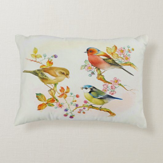 Birds-Blue Tit, Chaffinch, Greenfinch Accent Kussen (Achterkant)