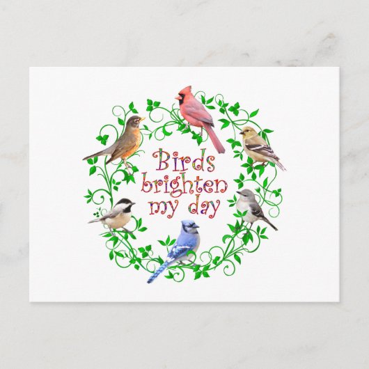 BIRDS BRIGHTEN MIJN DAG BRIEFKAART (Voorkant)
