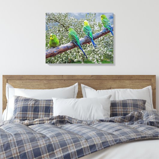 Birds - budgies canvas afdruk (Insitu (Slaapkamer))