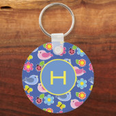 Birds, Butterflies & Ladybugs Flowers Initiaal Sleutelhanger (Achterkant)