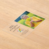 Birds Canaries Flowers 60th Birthday Foto Acryl Uitnodigingen (Laagn)