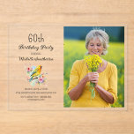 Birds Canaries Flowers 60th Birthday Foto Acryl Uitnodigingen<br><div class="desc">vintage 60ste verjaardagsfeest duidelijke acryl foto uitnodiging met gele kanaries zingen in de takken van een boom bloeien met lentebloemen. Neem contact met mij op voor hulp bij uw aanpassingen of om aanvullende matching of coördinatie van Zazzle-producten voor uw feest aan te vragen.</div>