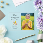 Birds Canaries Flowers 60th Birthday Foto Acryl Uitnodigingen (Insitu (Huwelijk))