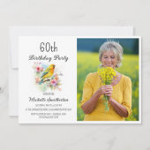  Birds Canaries Flowers 60th Birthday Foto Kaart (Voorkant)