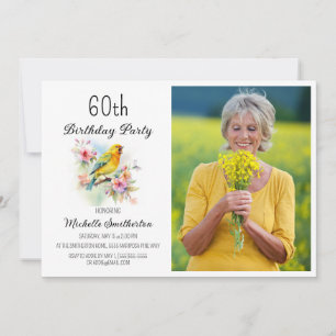  Birds Canaries Flowers 60th Birthday Foto Kaart