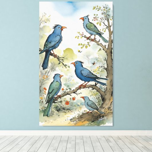 Birds Canvas Afdruk (Insitu (Houten vloer))
