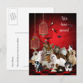 Birds & Cats and Cages Rood, We verhuisden naar Br Aankondigingskaart (Voorkant / Achterkant)