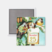 Birds Celebrate Kerstmis Magnet (Voorkant / Achterkant)